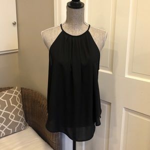 Lush Black Halter Flowy Tank Top